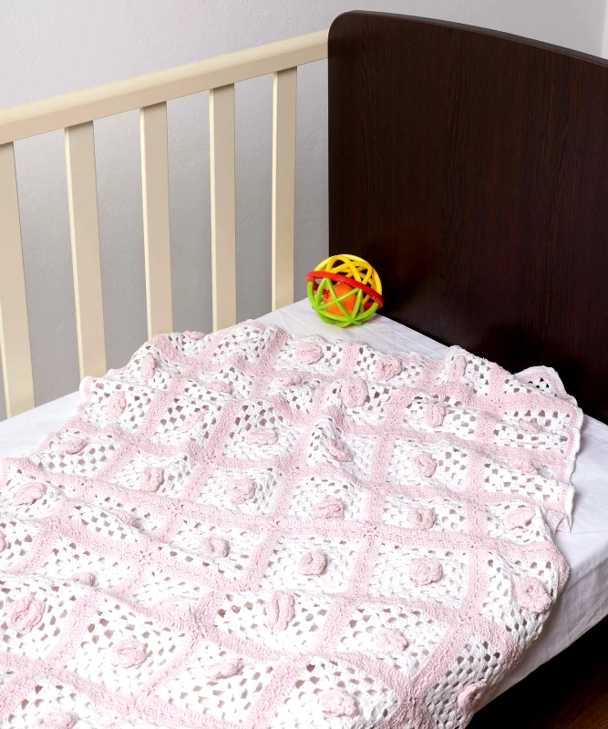 Silk Fashion Βρεφική Κουβέρτα Πλεκτή Silk Fashion Ροζ/Λευκό 75x100