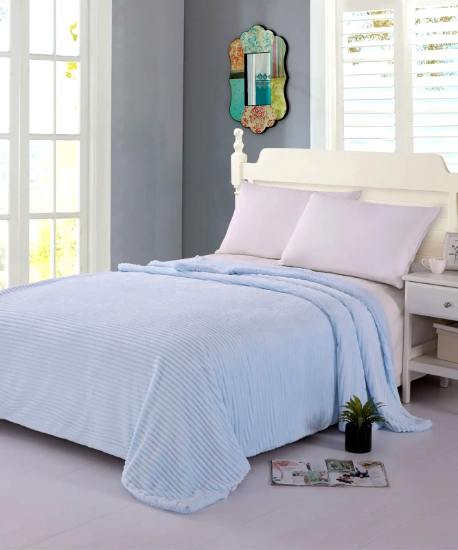 Silk Fashion Κουβέρτα Fleece Με Sherpa Υπέρδιπλη Silk Fashion Κοτλέ Σιέλ 220x240