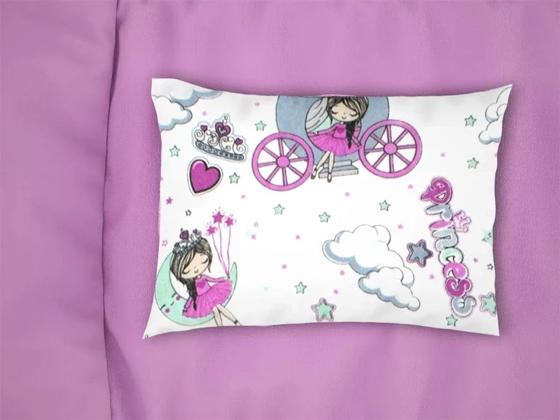Dimcol Μαξιλαροθήκη Εμπριμέ bebe Princess 389 35x45 White-Lila