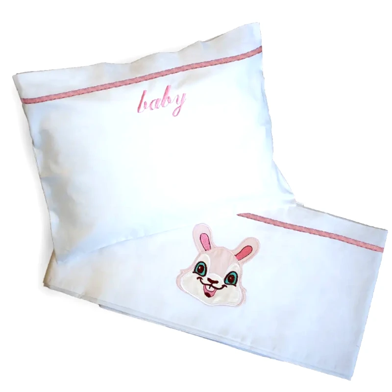 Sbaby Σετ Σεντόνια Κούνιας 3 Τεμαχίων Sbaby Bunny Pink 120x160