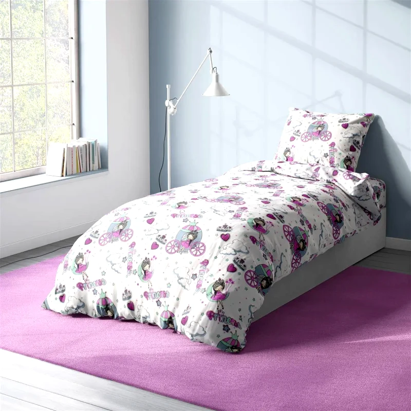 Dimcol Παπλωματοθήκη Εμπριμέ kids Princess 389 160x240 White-Lila