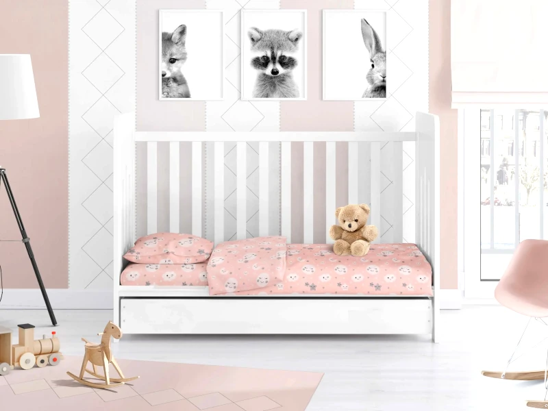 Dimcol Βρεφική Παπλωματοθήκη Dimcol Smile 82 Coral 120x160