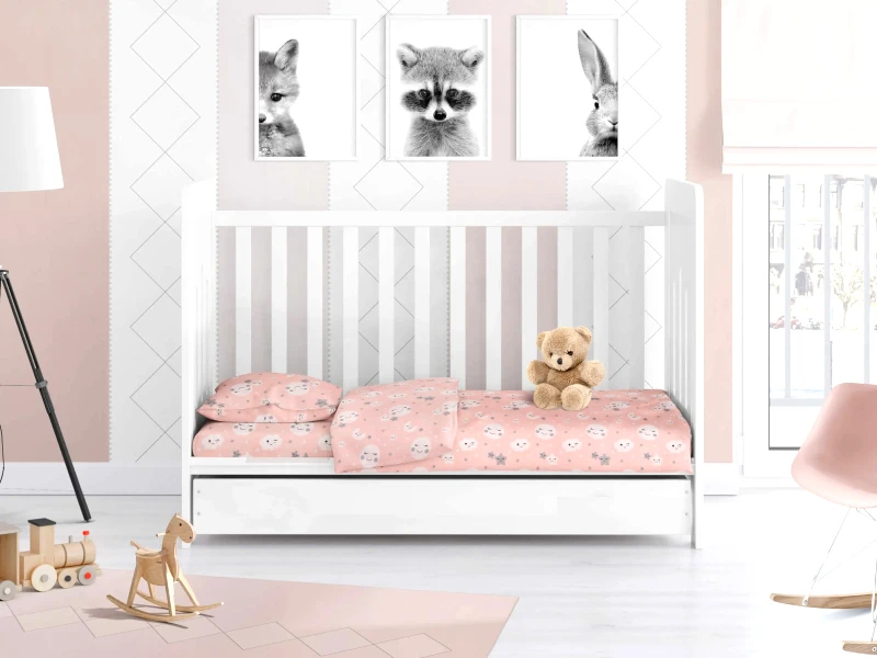 Dimcol Σετ Σεντόνια Κούνιας Dimcol Smile 82 Coral 120x160