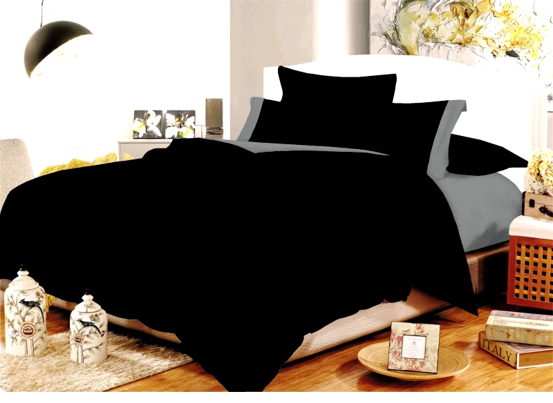 ΚΟΜΒΟΣ Σετ Σεντόνια ΚΟΜΒΟΣ Cotton Line Black - Grey Μονόχρωμα με Φάσα Διπλά 200x240