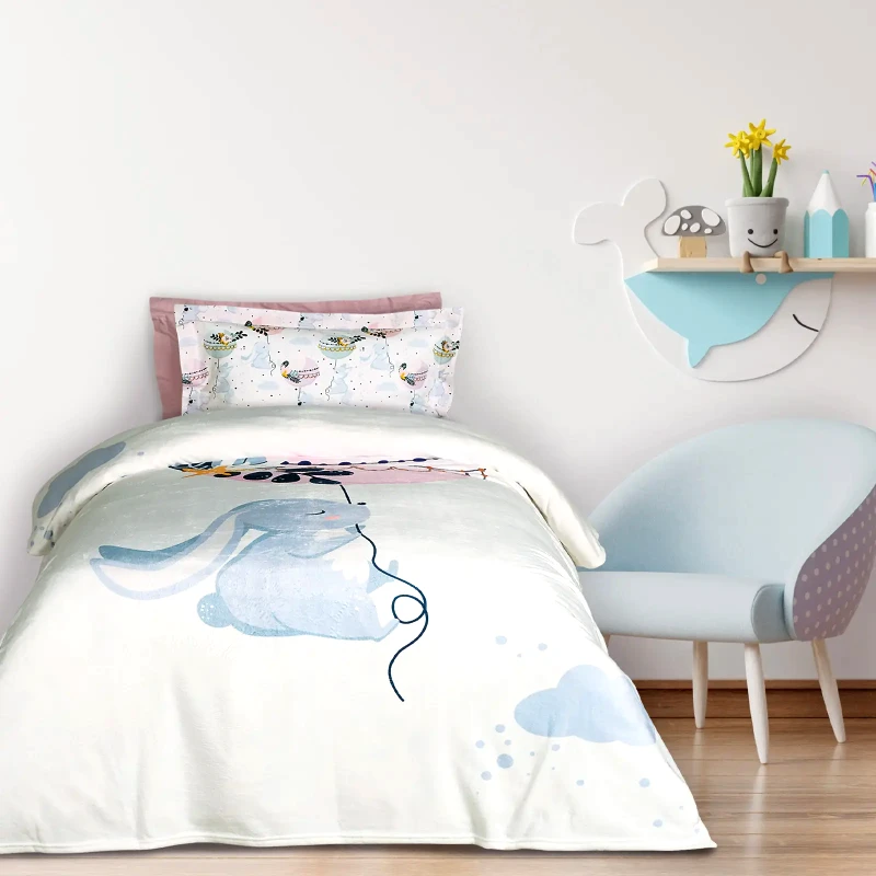 DAS KIDS Κουβέρτα Fleece Μονή Das Home  4915 Light Blue-Pink-Mint 160x220