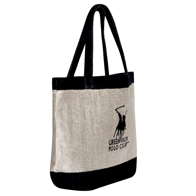 Greenwich Polo Club Τσάντα Θαλάσσης Greenwich Polo Club 55x40 3858 Εκρού- Μαύρο
