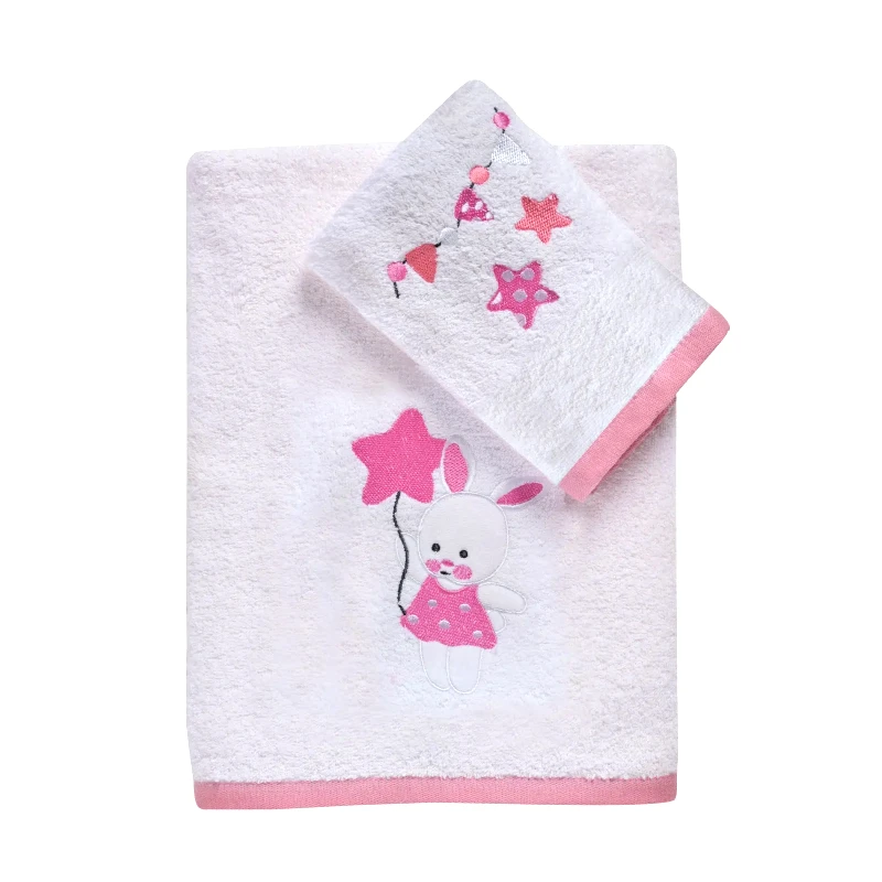 DAS BABY Σετ Βρεφικές Πετσέτες 2 Τεμαχίων Das Home 4917 White-Pink