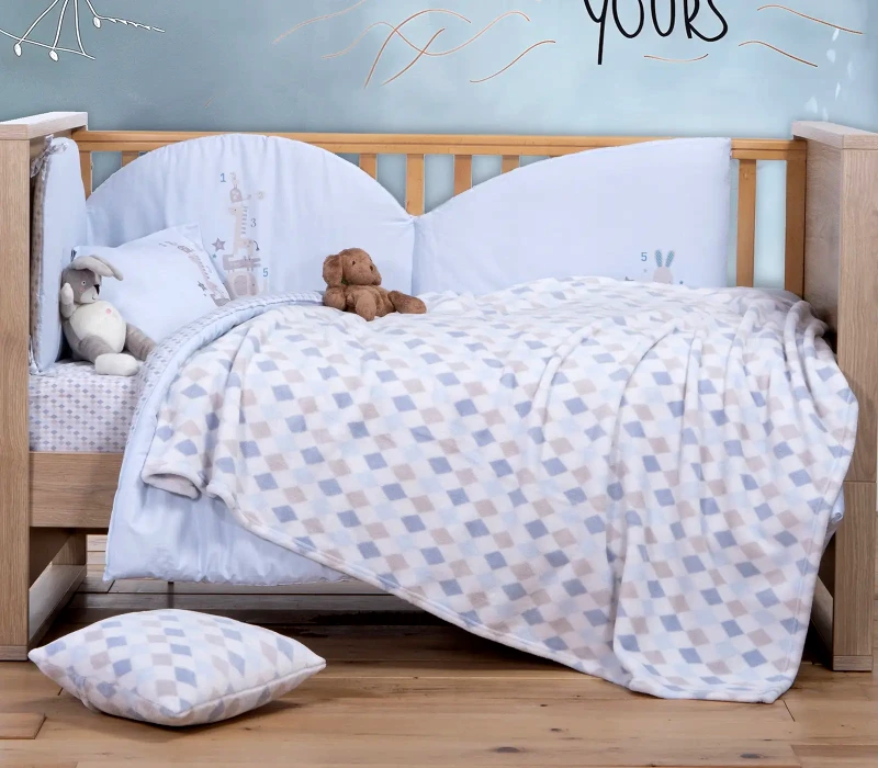 Nef - Nef Βρεφική Κουβέρτα Fleece Κούνιας Nef-Nef Sweet Rhombus Blue 110x150