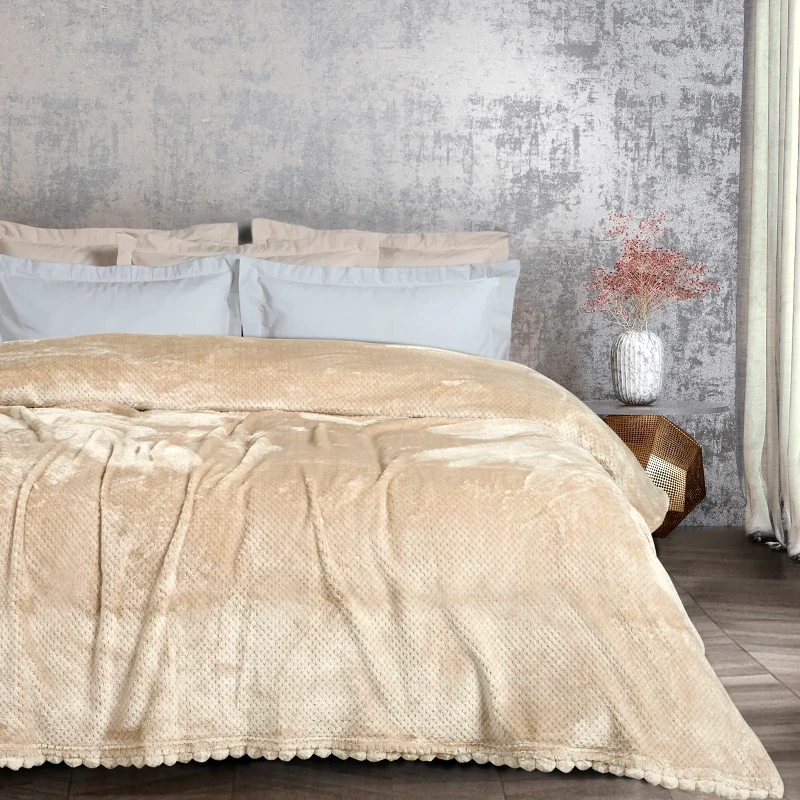 Das Home Κουβέρτα Fleece Υπέρδιπλη Das Home 1187 Beige 220x240