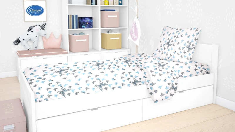 Dimcol Μαξιλαροθήκη Dimcol Butterfly 56 Sky blue 50x70