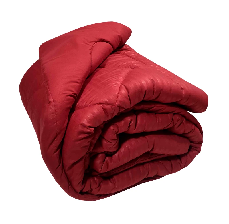 ΚΟΜΒΟΣ Πάπλωμα Μικροϊνών Stripe ΚΟΜΒΟΣ Bordeaux Satin Stripe - Bordeaux Plain Υπέρδιπλο 220x240