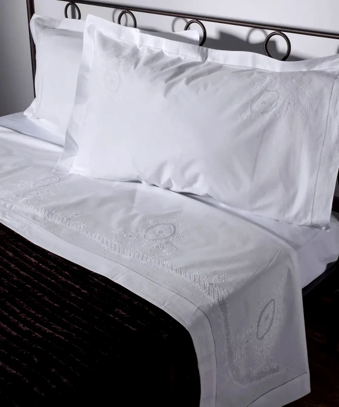 Silk Fashion Σετ Σεντόνια Χειροποίητα Υπέρδιπλα 3 Τεμαχίων Silk Fashion 2471 Λευκό 225x270