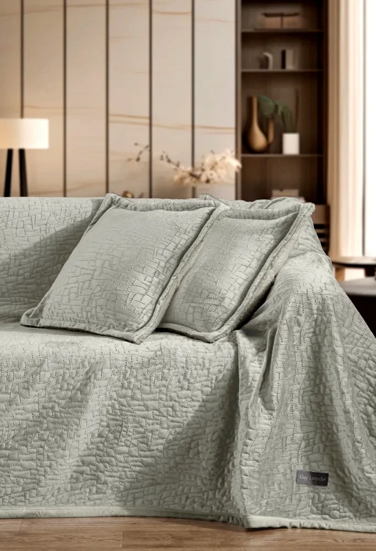 Guy Laroche Σετ Κουβέρτα Καναπέ και Μαξιλαροθήκη Διακόσμησης Guy Laroche Bolzano Khaki 130x170