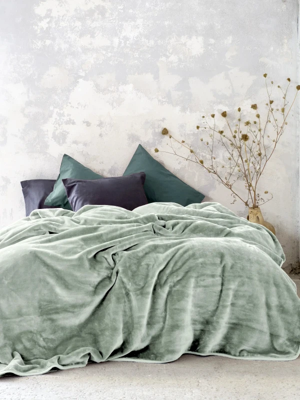 Nima Κουβέρτα Βελουτέ King Size Nima Coperta Sage Green 240x260