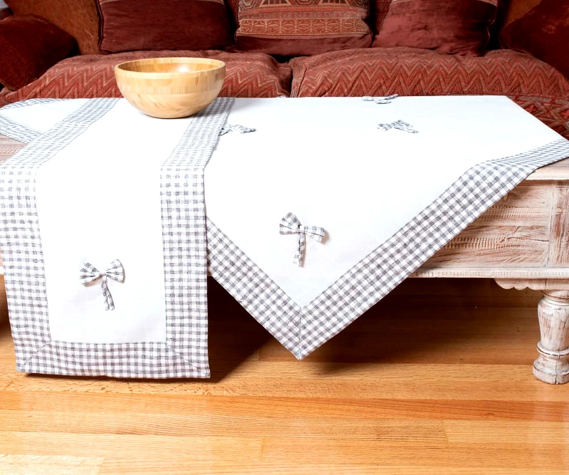 Silk Fashion Τραπεζομάντηλο Silk Fashion Bow Ivory/Γκρι 140x180