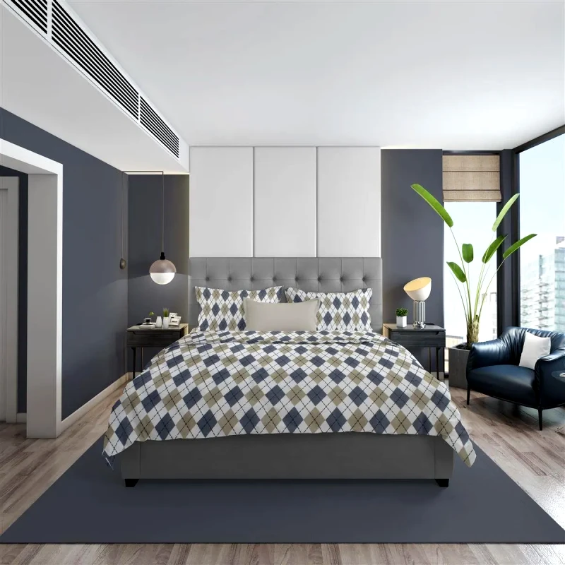 Dimcol Παπλωματοθήκη Φανελένια Υπέρδιπλη Dimcol Diamond 327 220X240 Blue