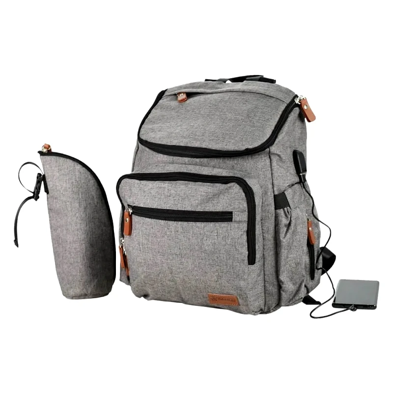 Bebe Stars Τσάντα Αλλαξιέρα Πλάτης Bebe Stars με USB Grey 590-186