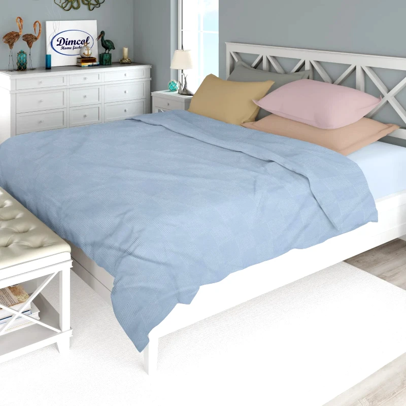 Dimcol Κουβέρτα Πικέ Υπέρδιπλη Dimcol Μονόχρωμη Σιέλ 220x250