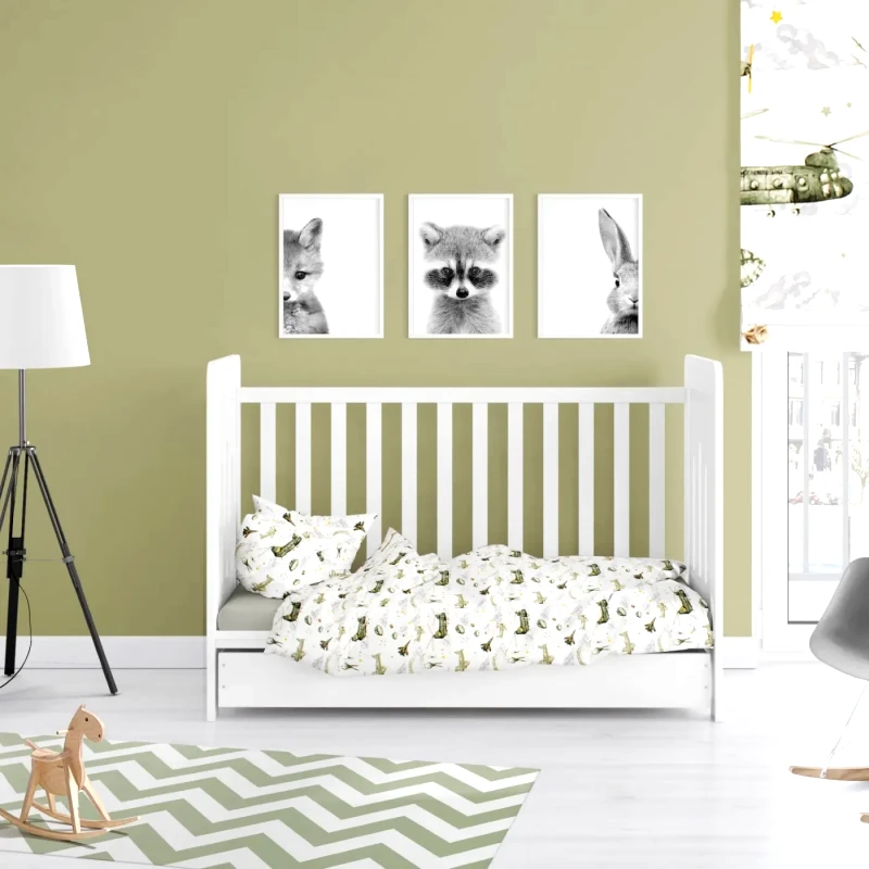 Dimcol Σετ Σεντόνια Κούνιας 3 Τεμαχίων Dimcol Airforce 196 White-Khaki 120x160