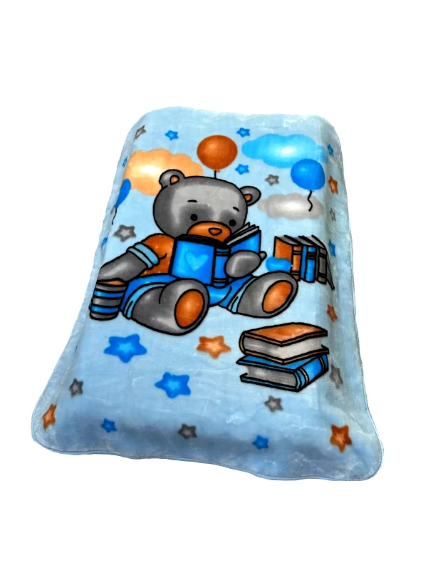 Dimcol Κουβέρτα Βελουτέ Κούνιας Dimcol Studying Bear 36 Baby Blue 110x140