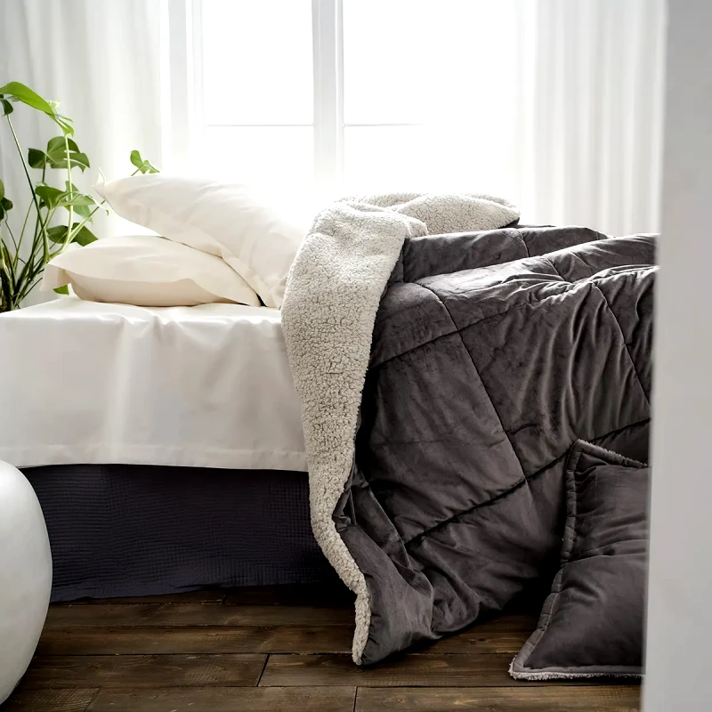 Gofis Home Κουβερτοπάπλωμα Μονό με Γούνα Gofis Home Teddy Mystic Grey 407/48 170x220
