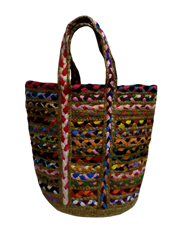 ΚΟΜΒΟΣ Τσάντα Θαλάσσης ΚΟΜΒΟΣ 100% Γιούτα Multicolor 40x50 - Design 1