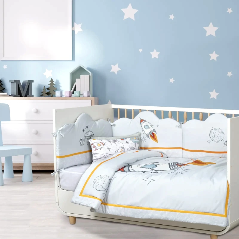 DAS BABY Πάντα Κούνιας Das Baby Fun Digital Print 4877 Γκρι- Κίτρινο- Μπλε 45x195