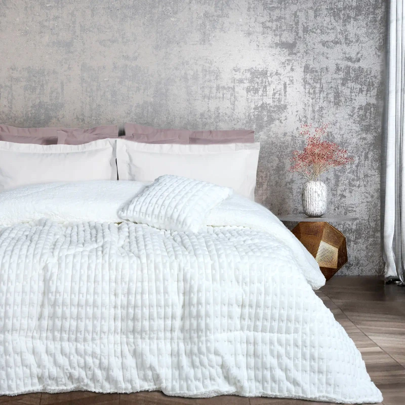 Das Home Κουβερτοπάπλωμα Υπέρδιπλο με Γούνα Sherpa Das Home 1176 White 220x240