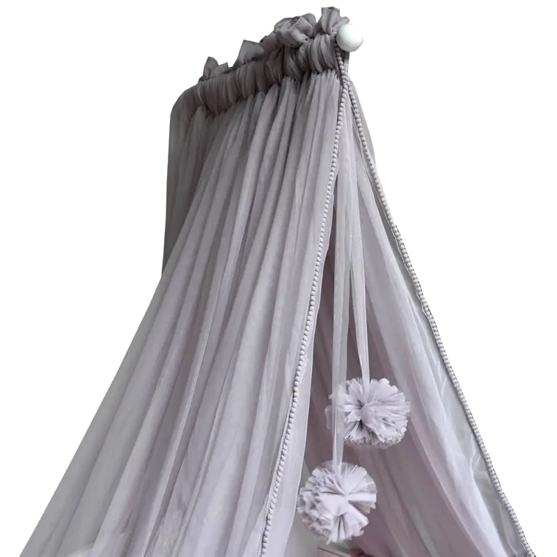 Bebe Stars Κουνουπιέρα κρεβατιού με pom-pom Bebe Stars Grey 603-186