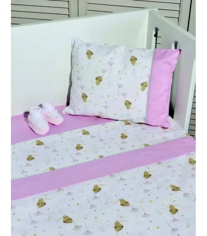 Oliver Baby Σετ Σεντόνια Κούνιας 3 Τεμαχίων Baby Oliver 412 Ροζ 110x170