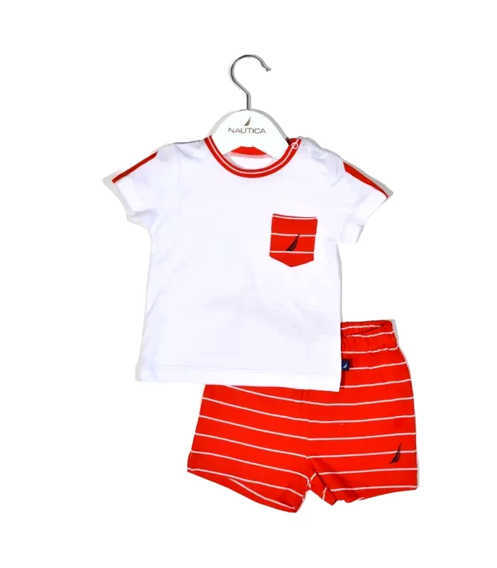 Baby Oliver Nautica Des.16 Σετ T-Shirt & Shorts Jersey Organic Κόκκινο Ριγέ 80Cm