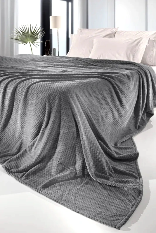 Guy Laroche Σετ Κουβέρτα Fleece Υπέρδιπλη 2 Τεμαχίων Guy Laroche Rombus Carbon 220x240