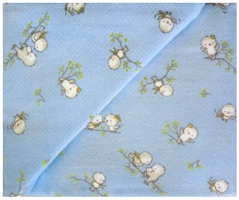 Dimcol Βρεφική Παπλωματοθήκη Φανελένια Dimcol Birds 14 Sky blue 120x160