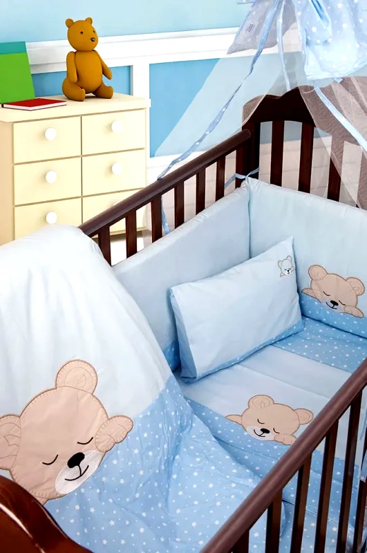 Dimcol Κουνουπιέρα Κούνιας Dimcol Sleeping Bears Cub 13 Σιέλ 160x490