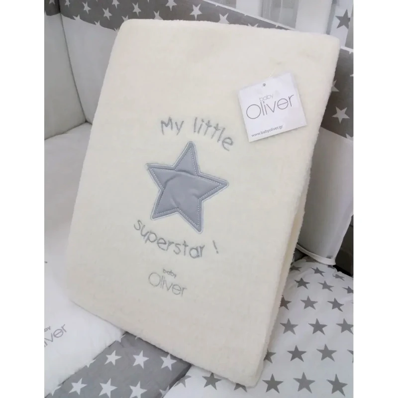 Baby Oliver Κουβέρτα Fleece Κούνιας Baby Oliver Design 301 My Little Super Star 100x140