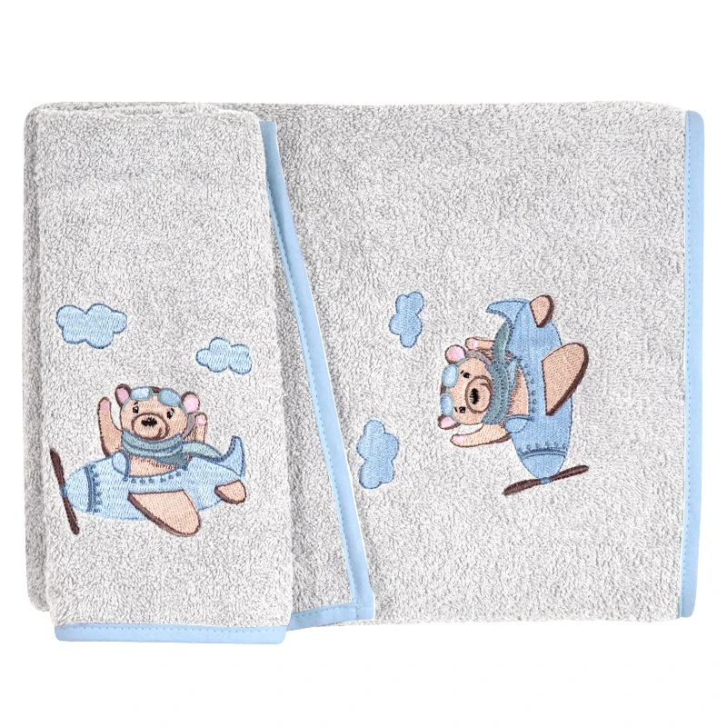 Greenwich Polo Club Σετ Βρεφικές Πετσέτες 2 Τεμαχίων Greenwich Polo Club 8851 Grey-Blue