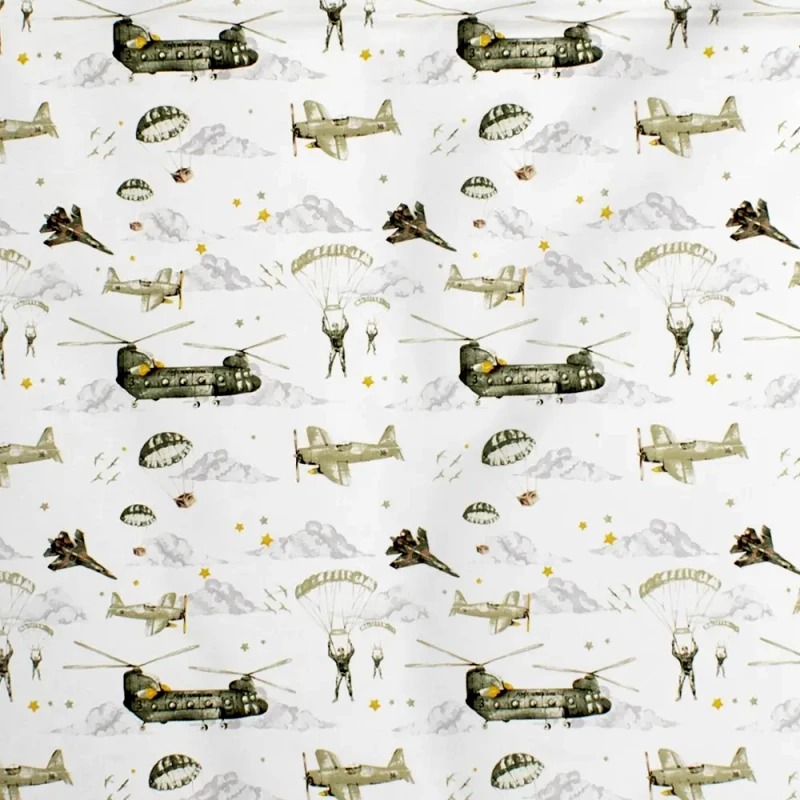Dimcol Σεντόνι Λίκνου Dimcol Airforce 196 White-Khaki 80x110