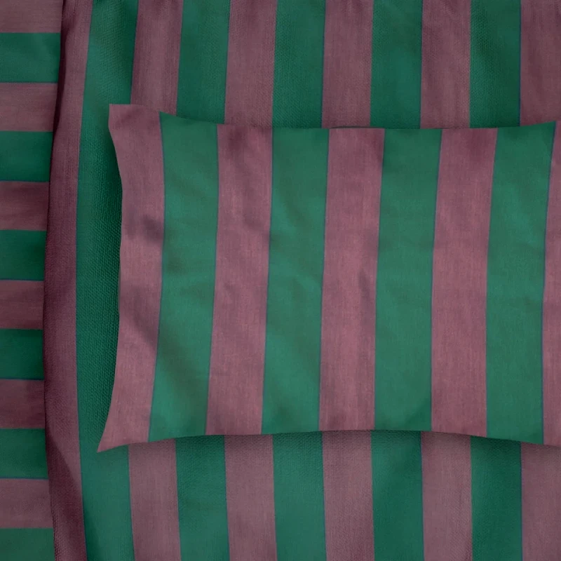Dimcol Μαξιλαροθήκη Dimcol Stripes 156 Green-Antique Pink 50x70