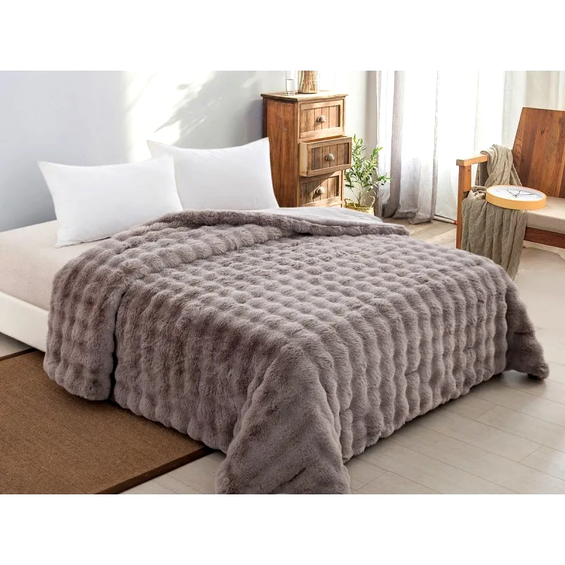 Adam Home Κουβερτοπαπλωμα Γουνα/Flannel Υπερδιπλο 220X240 Adam Home Grey