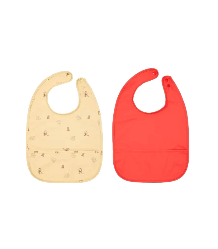 Baby Oliver Σαλιάρες Σετ 2 Τεμ Dino Oyoy Εκρού - Κόκκινο