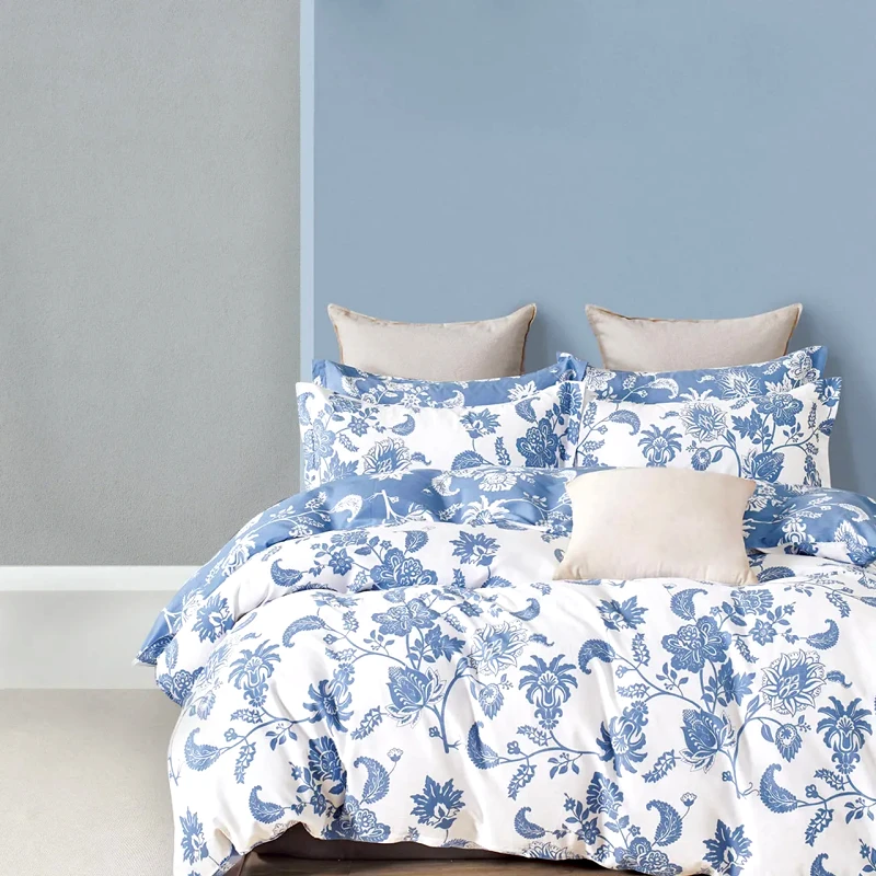 Aslanis Home Σετ Σεντόνια Υπέρδιπλα 4 Τεμαχίων Aslanis Home Arenta Λευκο/Μπλε 235x270
