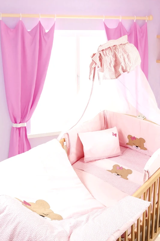 Dimcol Κουνουπιέρα Κούνιας Dimcol Sleeping Bears Cub 14 Ροζ 160x490