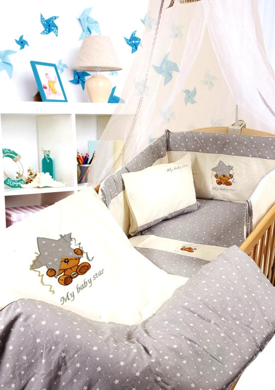 Dimcol Πάπλωμα Κούνιας Dimcol Αστέρι 129 Εκρού/Γκρι 100x140