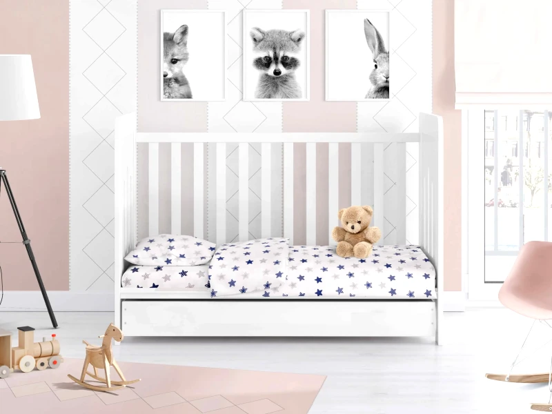 Dimcol Σετ Σεντόνια Κούνιας Dimcol Star 102 Blue 120x160