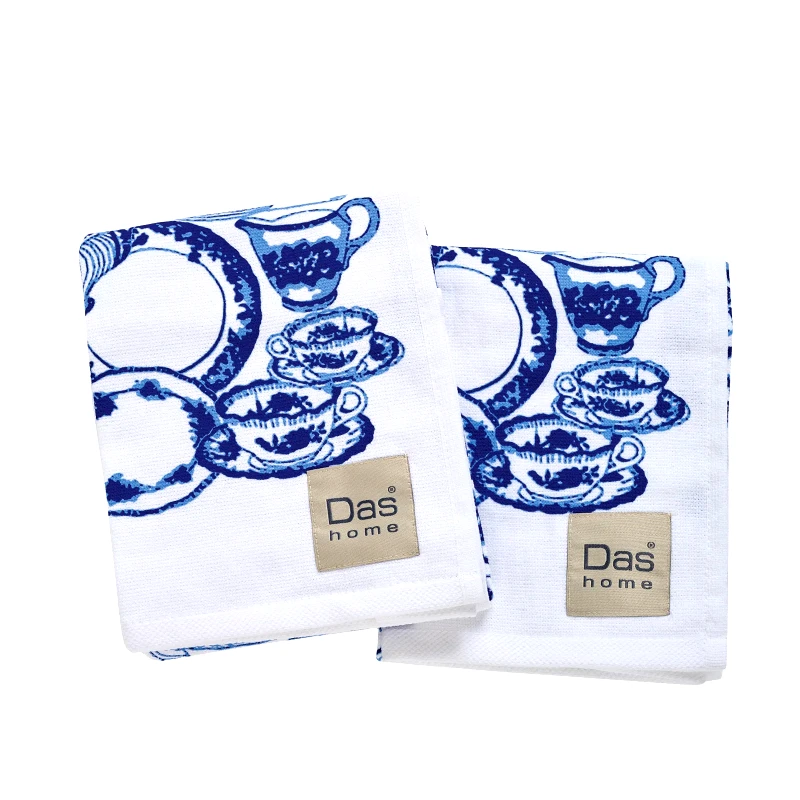 Das Home Σετ Ποτηρόπανα 2 Τεμαχίων Das Home 0738 White-Blue 40x60