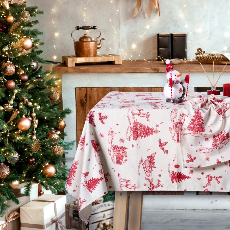 Das Home Τραπεζομάντηλο Χριστουγεννιάτικο Das Home Christmas 0772 Ecru-Red 140x180
