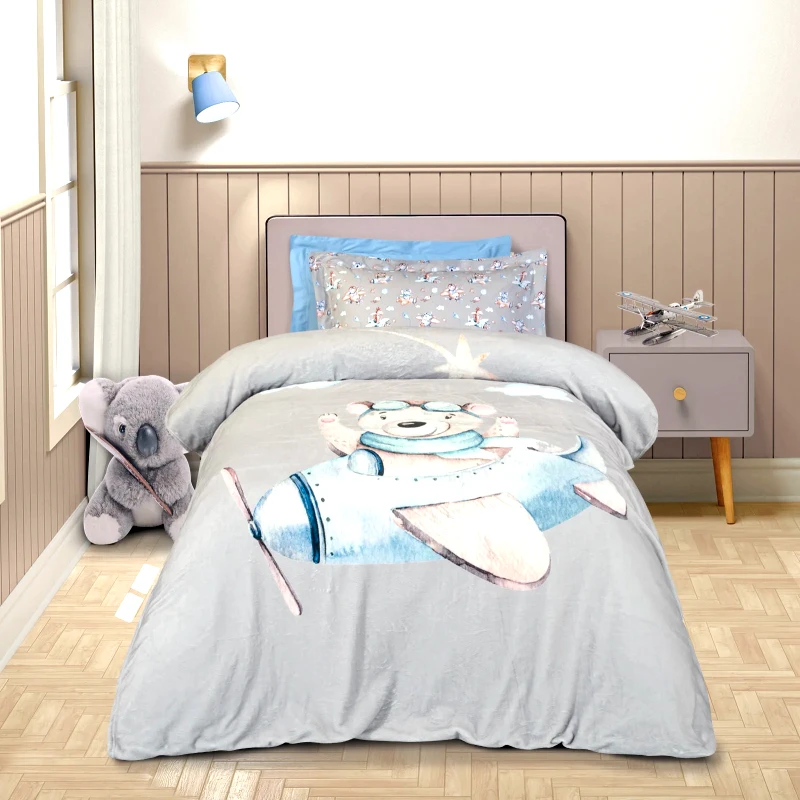 Greenwich Polo Club Παιδική Κουβέρτα Fleece Μονή Greenwich Polo Club 8851 Grey-Blue 160x220