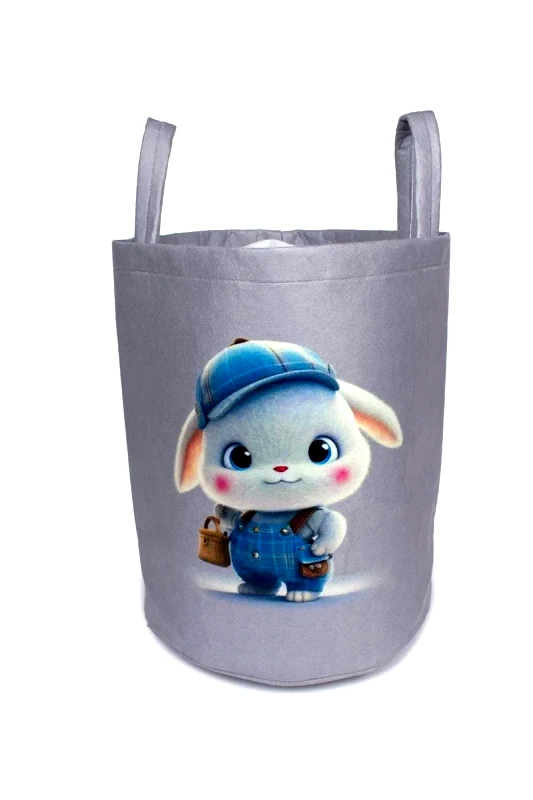 Dimcol Παιδικό Καλάθι Αποθήκευσης Dimcol Cap Bunny 38 50x30x45 cm Γκρι Υφασμάτινο