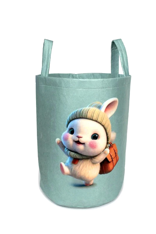 Dimcol Παιδικό Καλάθι Αποθήκευσης Dimcol Happy Bunny 42 50x30x45 cm Βεραμάν Υφασμάτινο