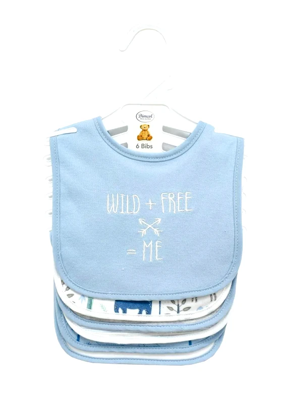 Dimcol Σαλιάρα Interlock & Επένδυση Terry με Velcro Dimcol Σετ 6 Τεμ- Wild 23 30x20 Sky Blue